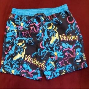 NEFF x Marvel Venom All-Over Print Swim Trunks Black/Neon